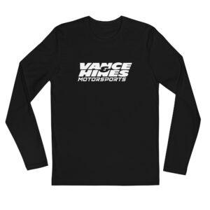 Black long-sleeve shirt featuring a white VANCE & HINES MOTORSPORTS logo across the chest.