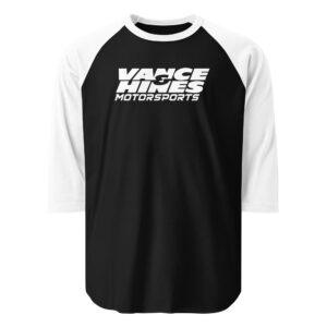 Black raglan shirt with white sleeves and a bold 'VANCE HINES MOTORSPORTS' logo on the chest.